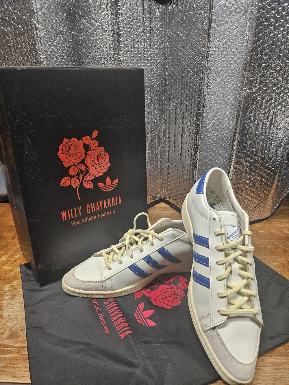 adidas & Willy Chavarria Jabbar Men’s White Sneakers with Blue Stripes